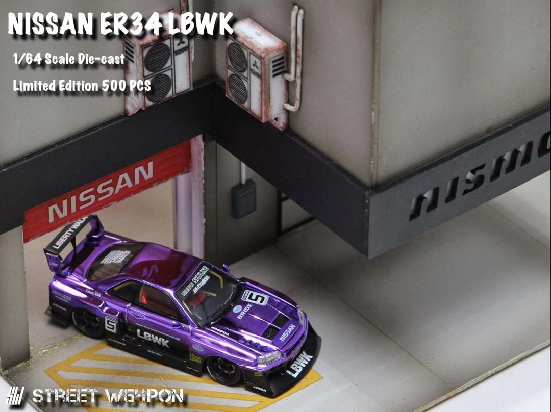 [Preorder] Street Weapon 1:64 Nissan Skyline R34 (ER34) Super Silhouette Chrome Purple