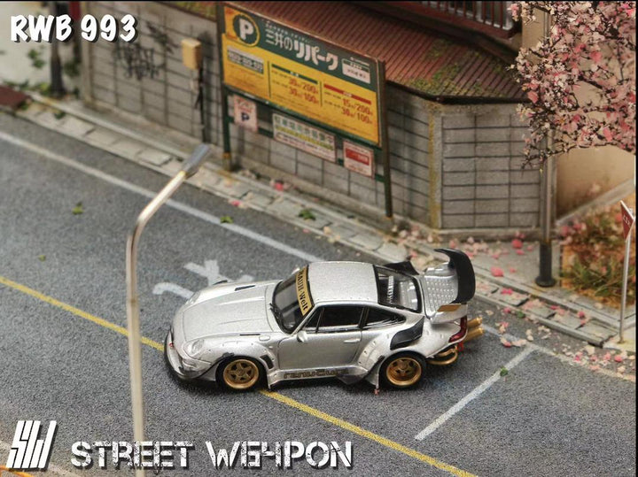 Street Weapon 1:64 Porsche RWB993 GT Wing Silver