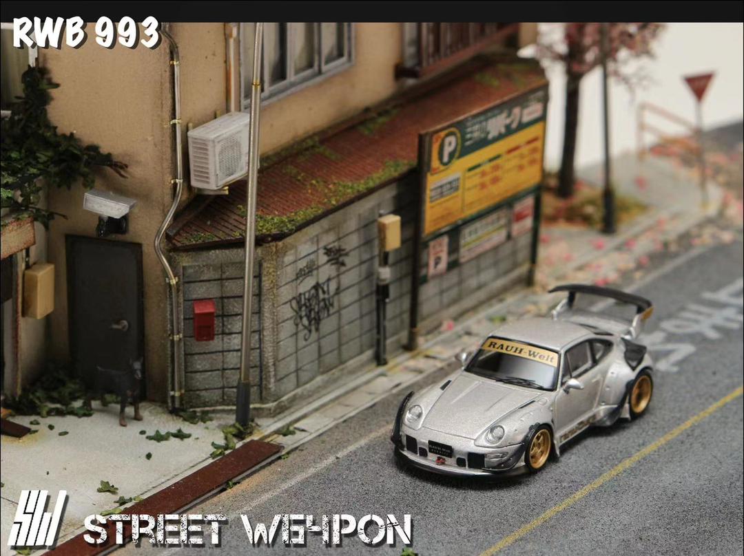 [Preorder] Street Weapon 1:64 Porsche RWB993 GT Wing Silver