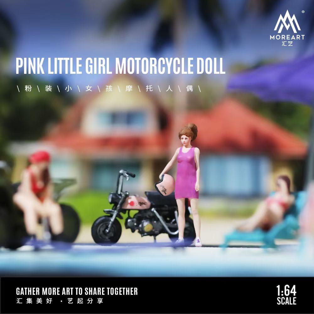 MoreArt 1:64 Pink Little Girl Motorcycle Doll Set MO222019