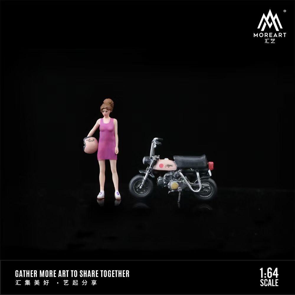 MoreArt 1:64 Pink Little Girl Motorcycle Doll Set