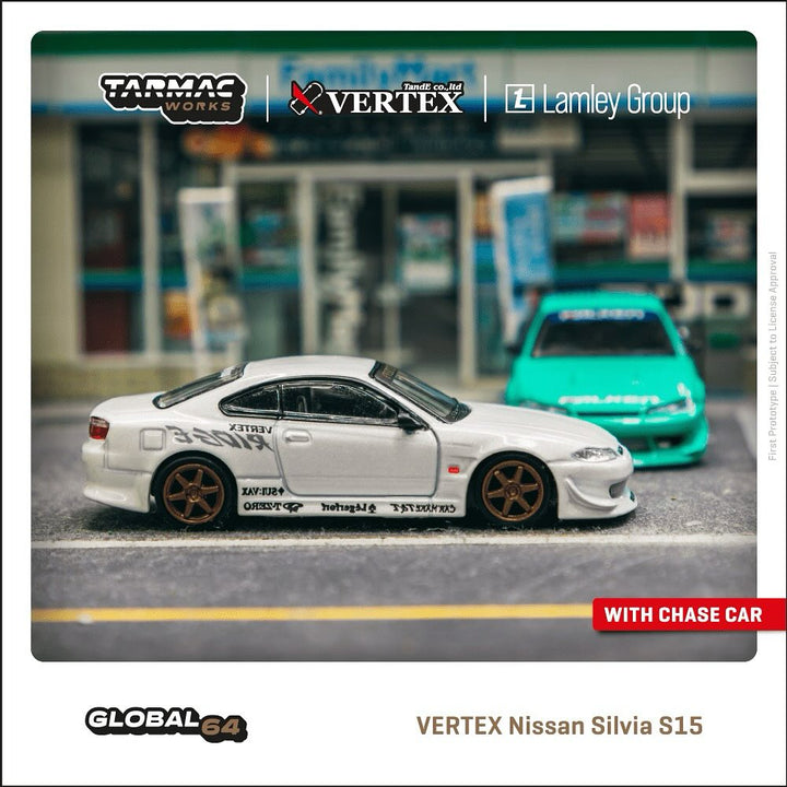 Tarmac Works 1:64 VERTEX Nissan Silvia S15 White T64G-023-WH