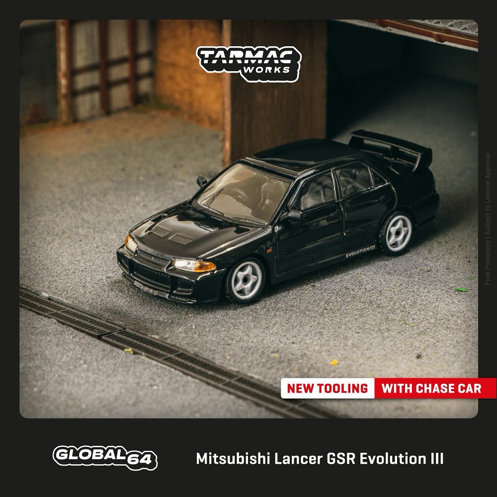 [Preorder] Tarmac Works 1:64 Mitsubishi Lancer GSR Evolution III Black