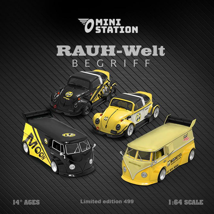 Mini Station 1:64 Volkswagen Mooneyes T1 Van Beetle Targa Trailer Series (7 version)