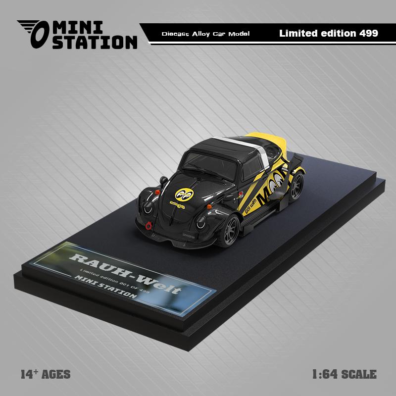 Mini Station 1:64 Mooneyes Targa/T1/Rimorchio, Modellino Auto In Metallo
