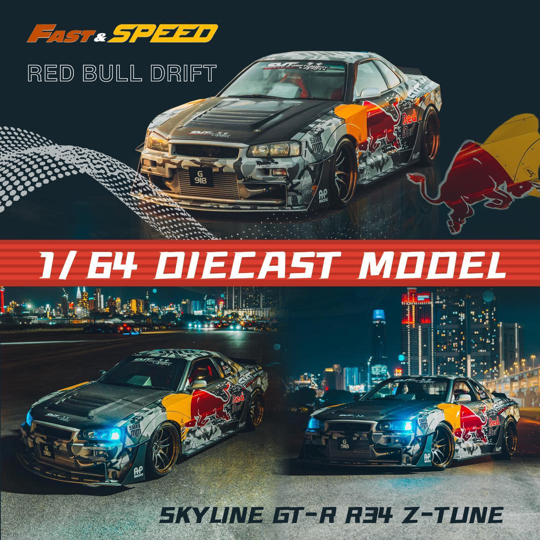 [Preorder] Fast Speed 1:64 Nissan Skyline GT-R R34 Nismo Z-Tune Red Bull Drift