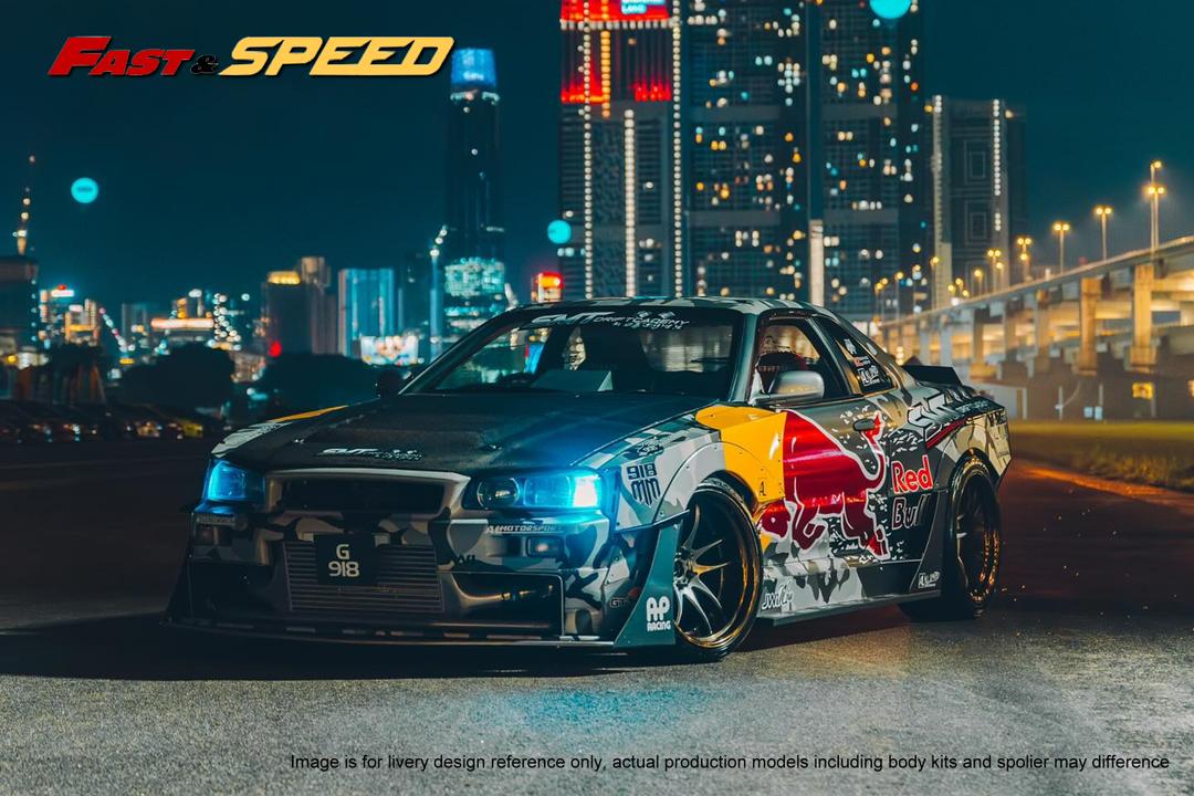 [Preorder] Fast Speed 1:64 Nissan Skyline GT-R R34 Nismo Z-Tune Red Bull Drift