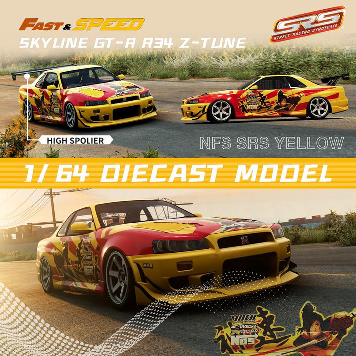 [Preorder] Fast Speed 1:64 Nissan Skyline GT-R R34 Nismo Z-Tune NFS SRS Yellow-Red