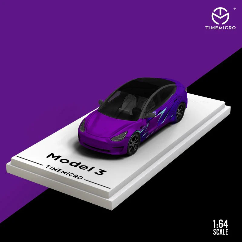 TimeMicro 1:64 Tesla Model 3 incredible purple