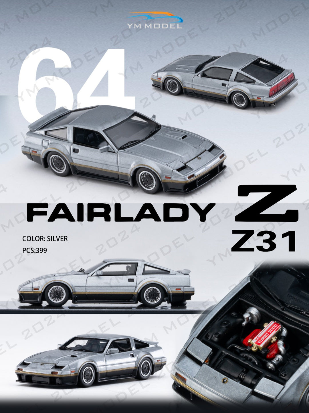 [Preorder] YM Model 1:64 Nissan Fairlady Z Z31 Silver