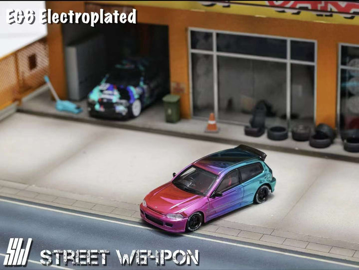 Street Weapon 1:64 Honda Civic EG6 Chrome Purple Blue