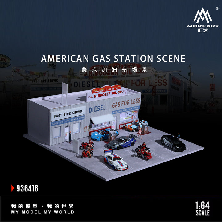 [Preorder] MoreArt 1:64 AMERICAN GAS STATION SCENE MODEL MO936416