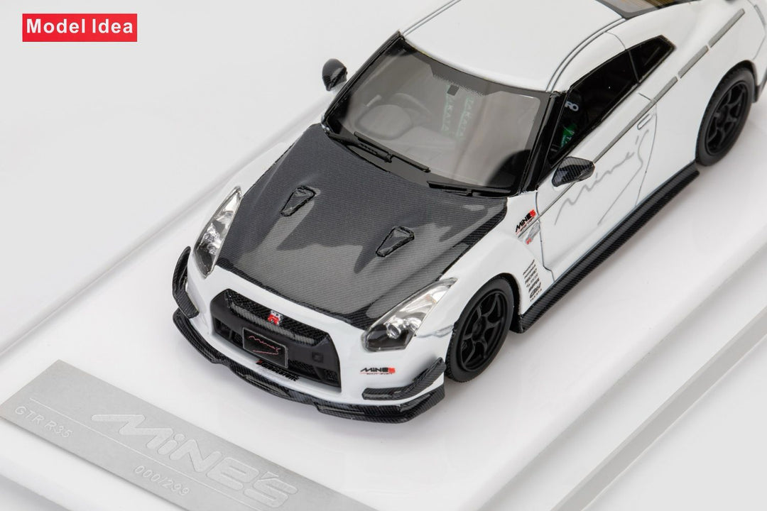 Miens R35 Gt R Model Idea 1:64 Nissan GT-R R35 Mines White Carbon-Hood – Horizon Diecast