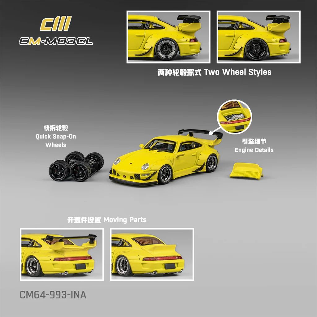 CM Model 1:64 Porsche 993 Yellow (Indonesia Exclusive)