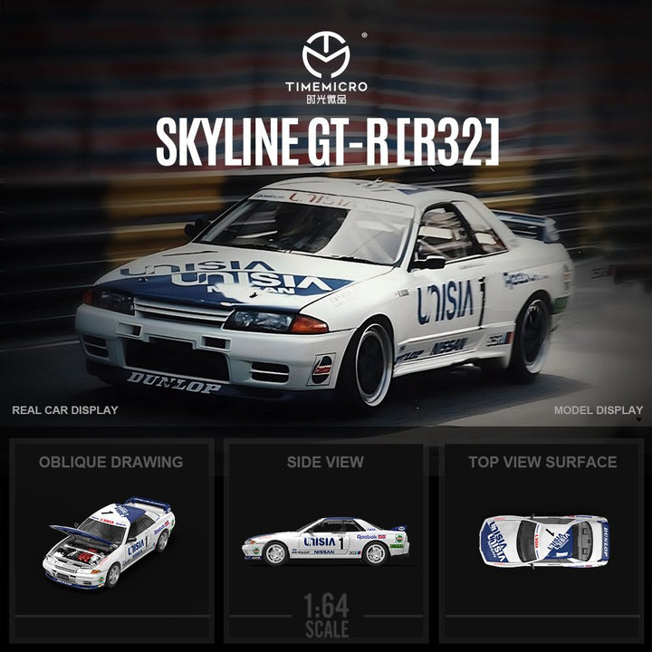 [Preorder] Time Micro 1:64 Nissan Skyline GTR R32 Racing livery (4 Versions)