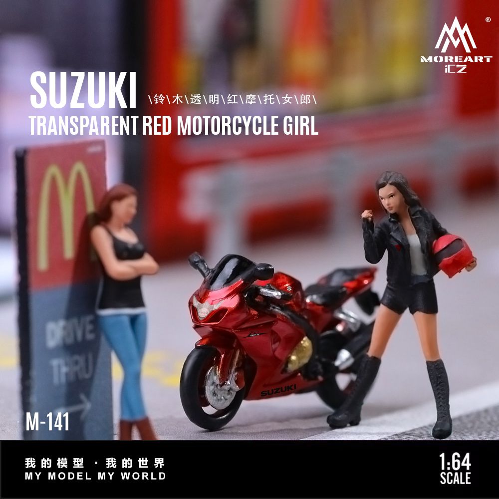 [Preorder] MoreArt 1:64 Suzuki Transparent Red Motorcycle Girl MO222141