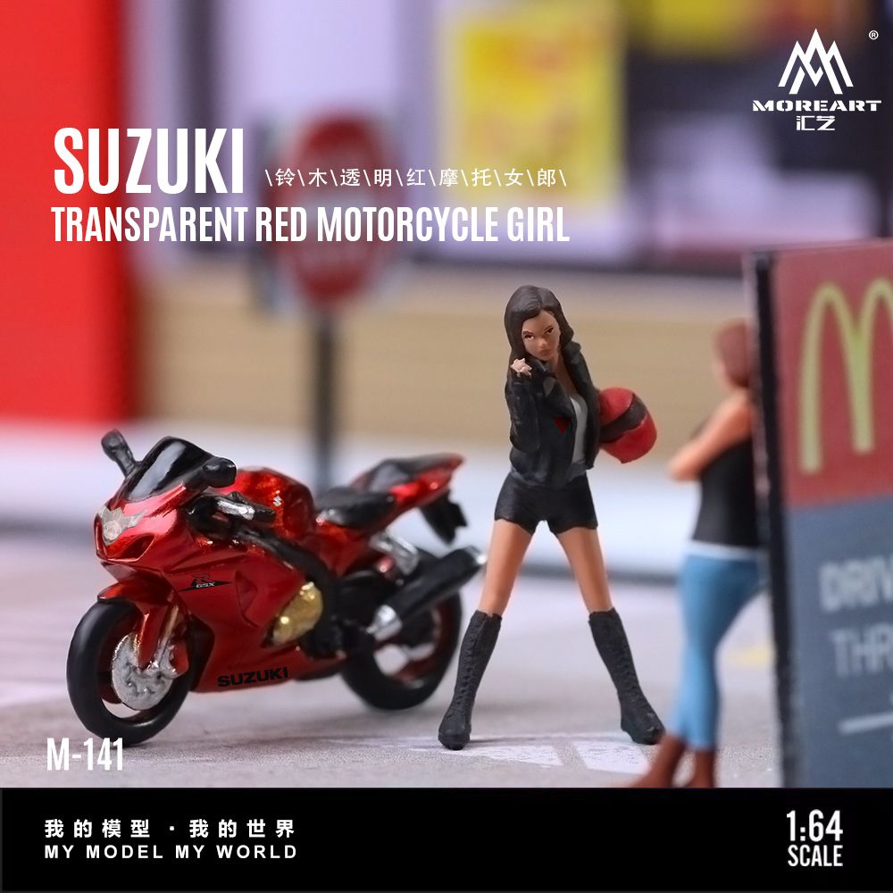 [Preorder] MoreArt 1:64 Suzuki Transparent Red Motorcycle Girl MO222141