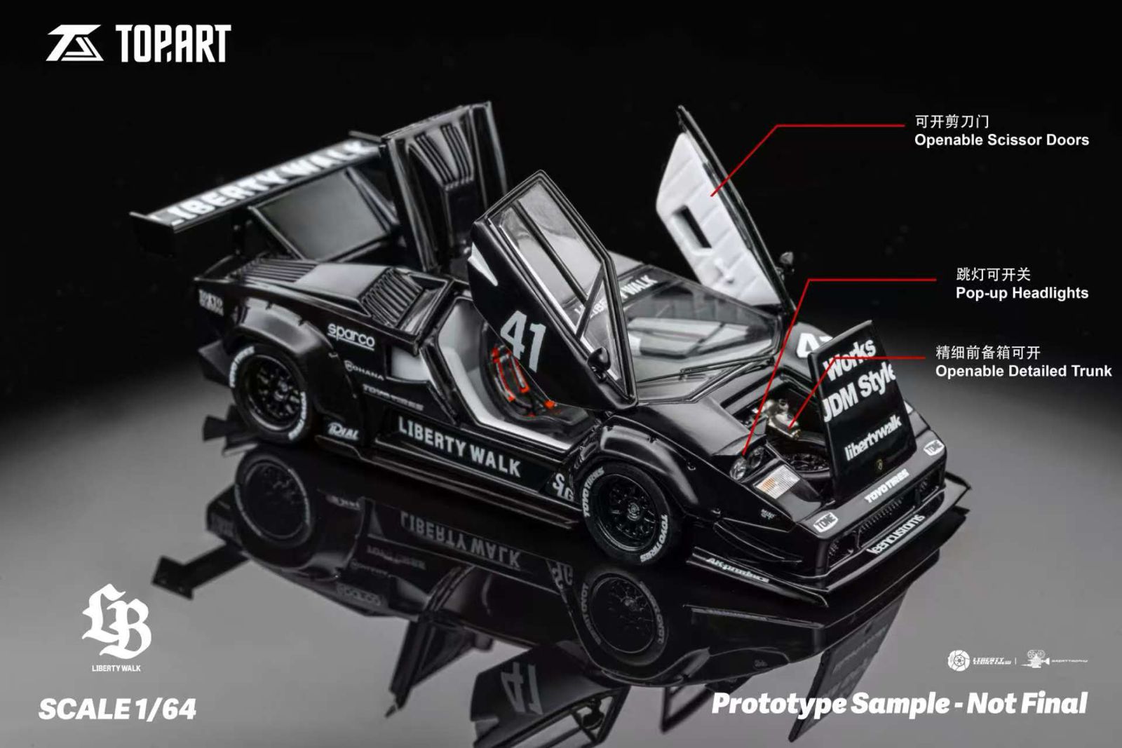 TOPART 1:64 LBWK Lamborghini Countach TAO640002 – Horizon Diecast