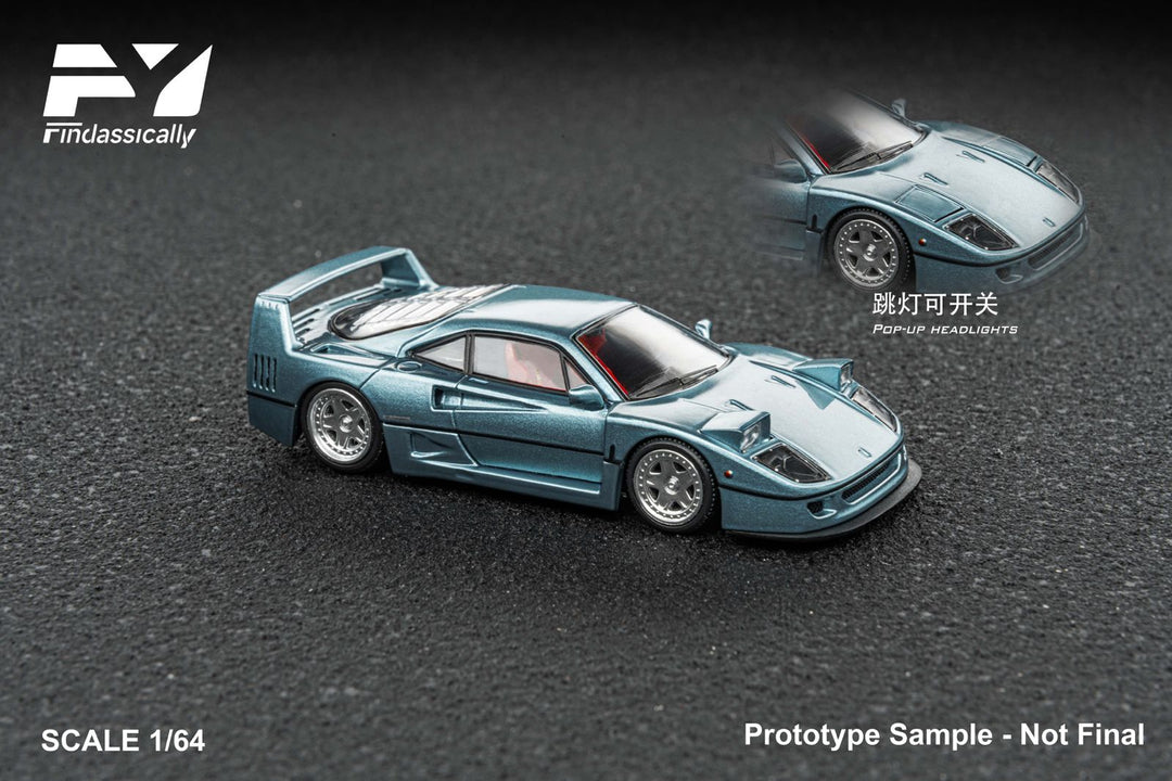 Finclassically 1:64 Ferrari F40 Ice Blue – Horizon Diecast