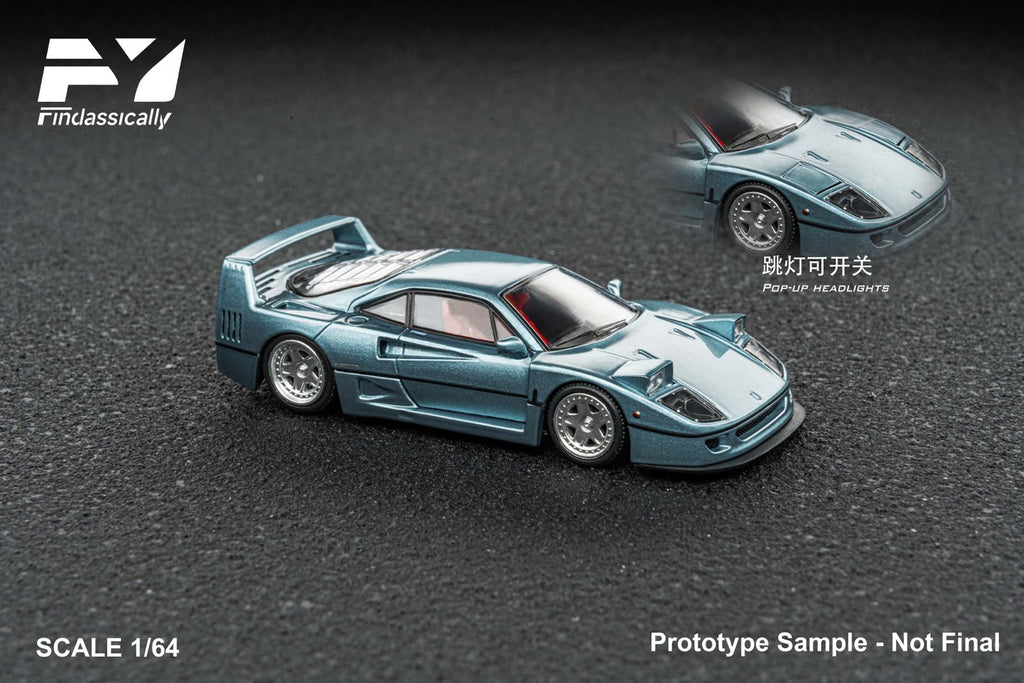Finclassically 1:64 Ferrari F40 Ice Blue – Horizon Diecast