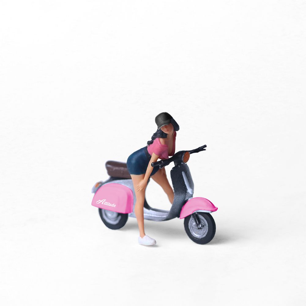 [Preorder] MoreArt 1:64 Pink Scooter Motorcycle Doll MO222142