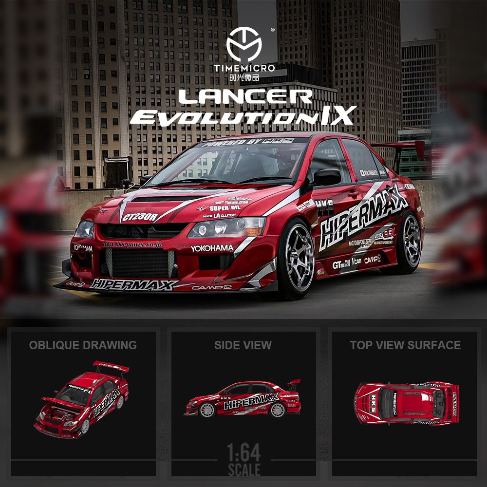 [Preorder] Time Micro 1:64 Mitsubishi Evolution IX HIPERMAX Livery (4 Versions)