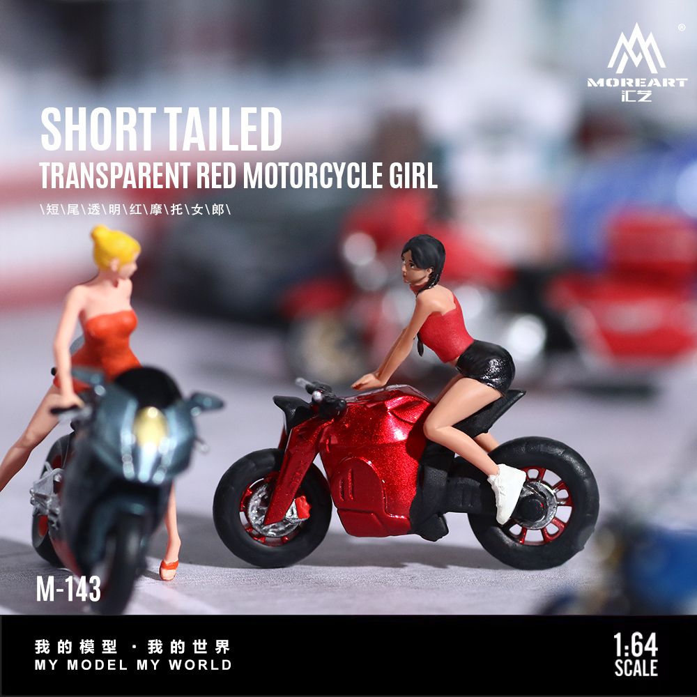 [Preorder] MoreArt 1:64 Short-Tailed Transparent Red Motorcycle Girl MO222143