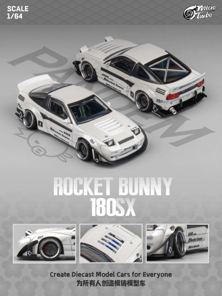 [Preorder] Microturbo 1:64 Custom 180SX Rocket Bunny - Metalic White MT6407C3