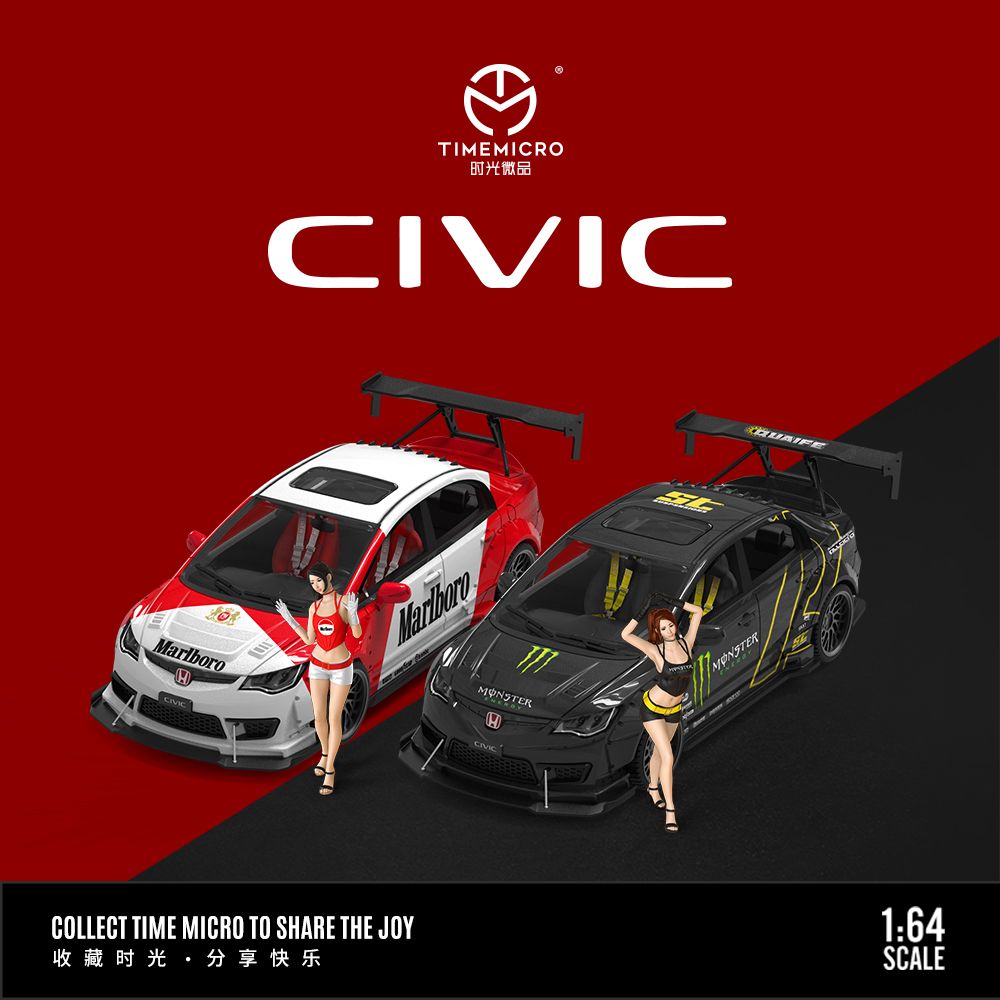 [Preorder] Time Micro 1:64 Honda Civic Monster / Marlboro Livery (4 Versions)