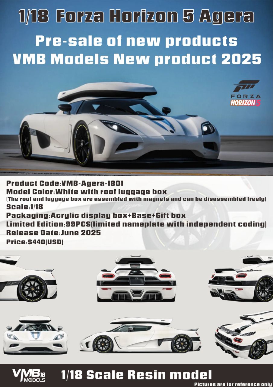 [Preorder] VMB 1:18 Koenigsegg Forza Horizon 5 Agera- White