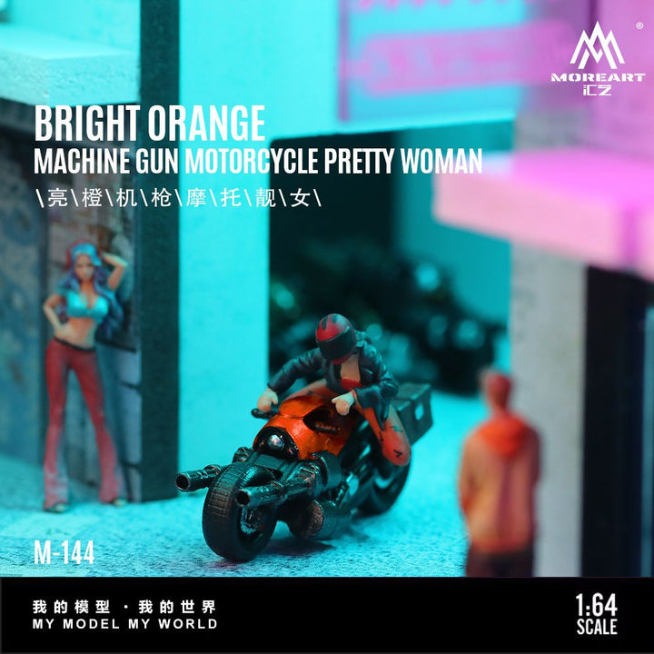 [Preorder] MoreArt 1:64 Bright Orange Machine Gun Motorcycle Pretty Woman MO222144