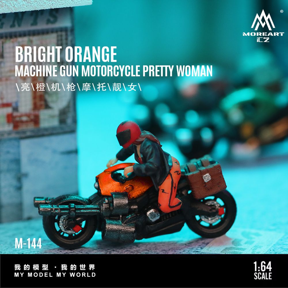 [Preorder] MoreArt 1:64 Bright Orange Machine Gun Motorcycle Pretty Woman MO222144