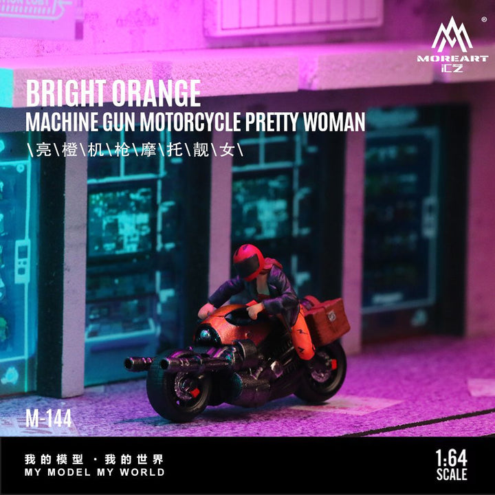 [Preorder] MoreArt 1:64 Bright Orange Machine Gun Motorcycle Pretty Woman MO222144