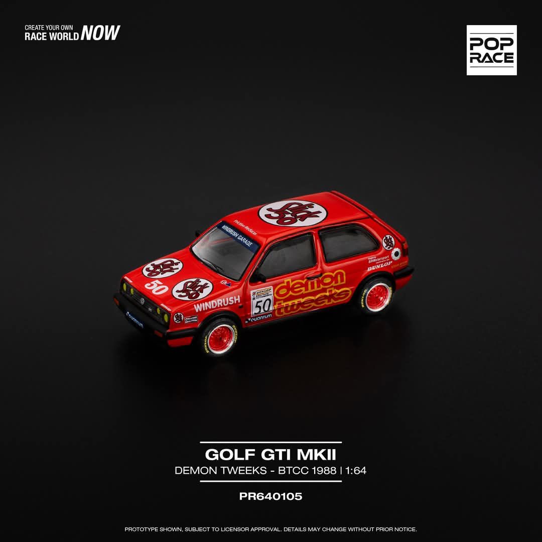 [Preorder] POPRACE 1:64 Volkswagen GOLF GTI MKII - TEAM DEMON TWEEKS BTCC 1988 PR640105