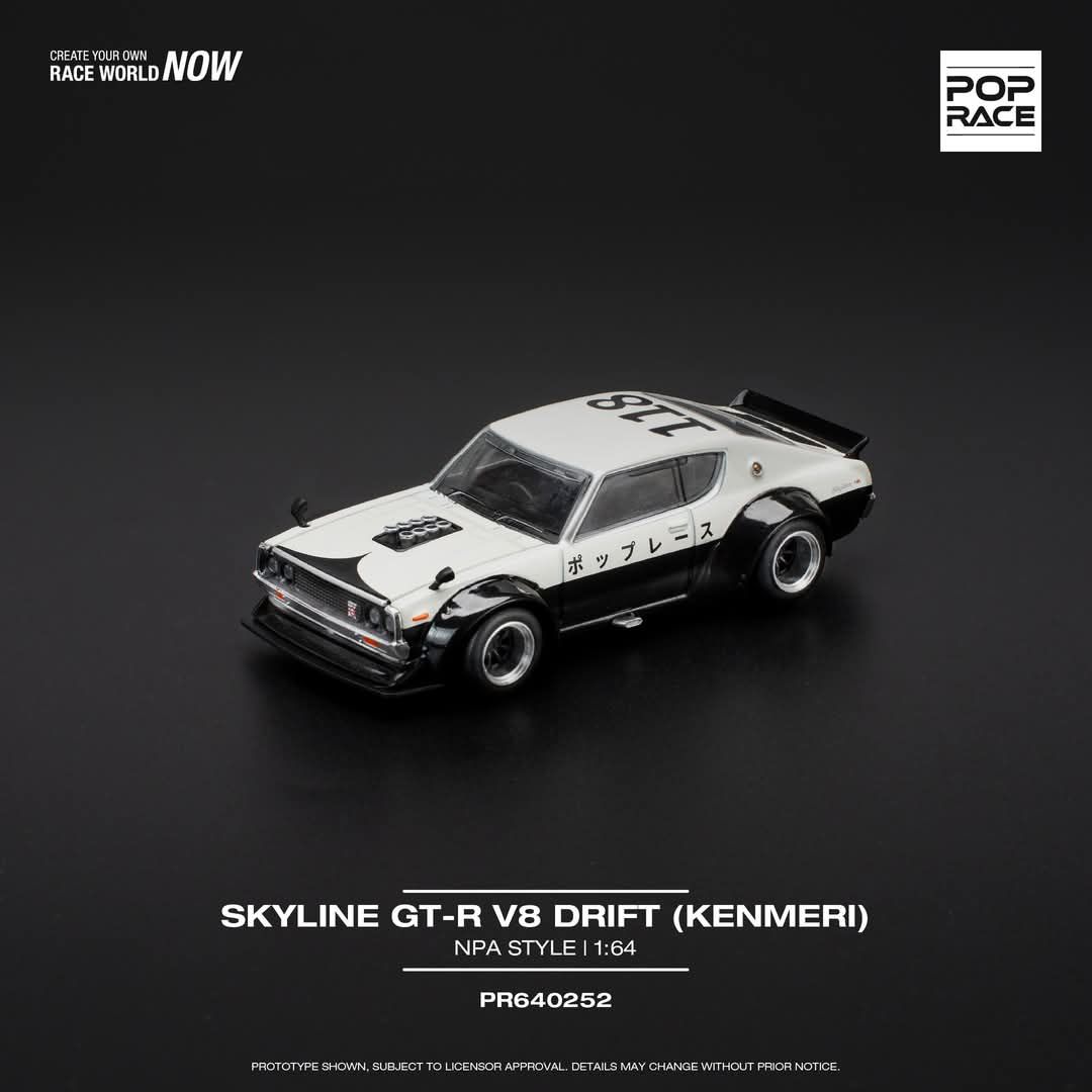 [Preorder] POPRACE 1:64 NISSAN SKYLINE GT-R V8 DRIFT (KENMERI) - NPA STYLE PR640252