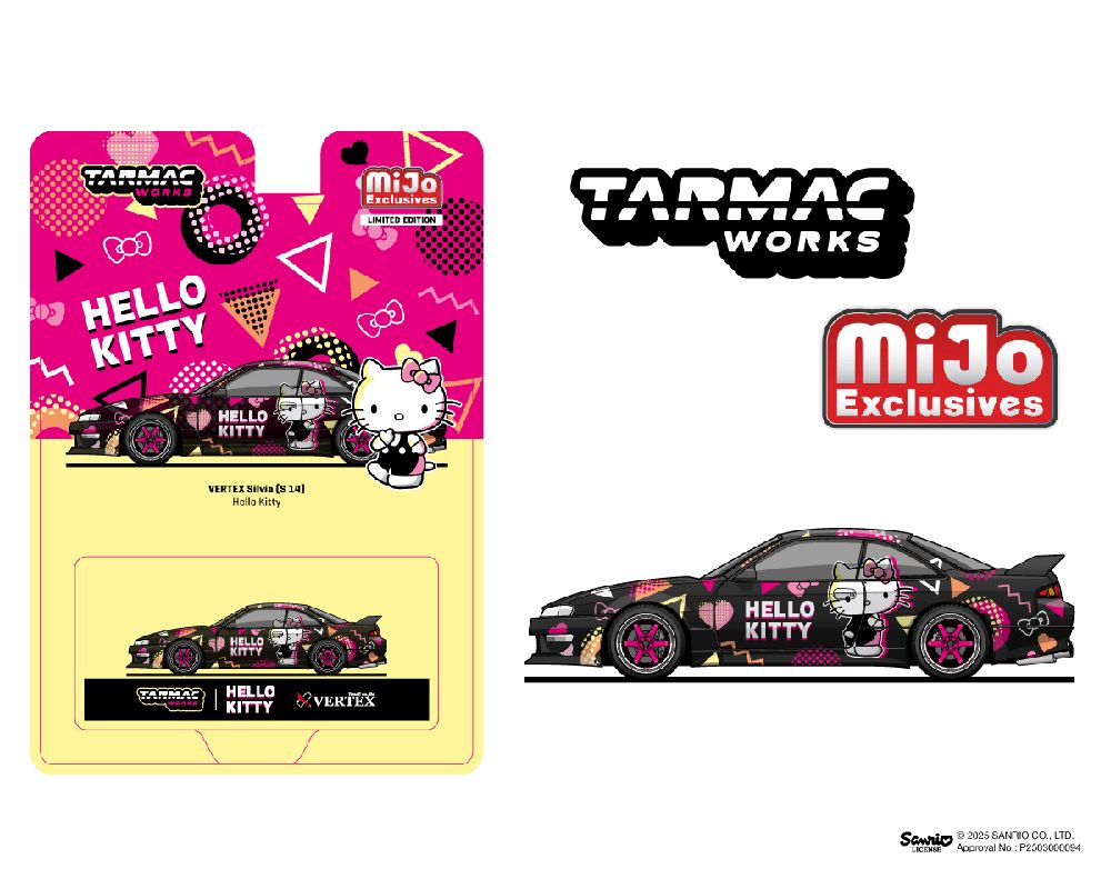 [Preorder] Tarmac Works 1:64 Vertex Nissan Silvia S14 Hello Kitty Special Limited Edition – Black Chrome – Mijo Exclusive T64G-018-HK