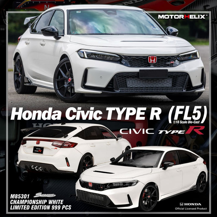[Preorder]  MOTORHELIX 1:18 Honda Civic Type R (FL5) Fully Opened Championship White M85301