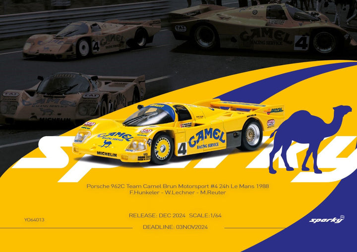 [Preorder] Sparky X Tiny 1:64 Porsche - 962C Team Camel Brun Motorsport #4 24h Le Mans 1988