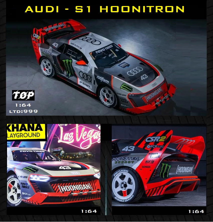 Top Models 1:64 Drift master-Uncle Brick drives Audi-S1 Hoonitron diecast model