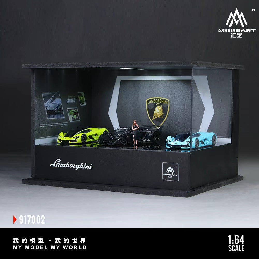 [Preorder] MoreArt 1:64 Lamborghini and Porsche Turntable Showroom (2 Versions) MO917001/MO917002