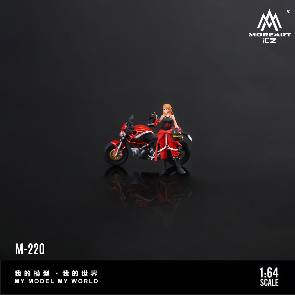 [Preorder] MoreArt 1:64 DUCATI MONSTER 696 RED AND BLACK COOL GIRL RIDING DOLL MO222220