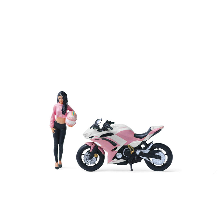 [Preorder] MoreArt 1:64 NINJA650 KAWASAKI WHITE PINK MOTORCYCLE GIRL MO222133