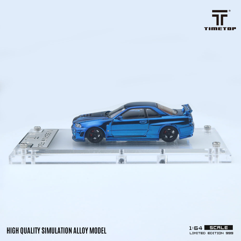 [Preorder] Time Top 1:64 Nissan GTRR34 - Chrome Blue