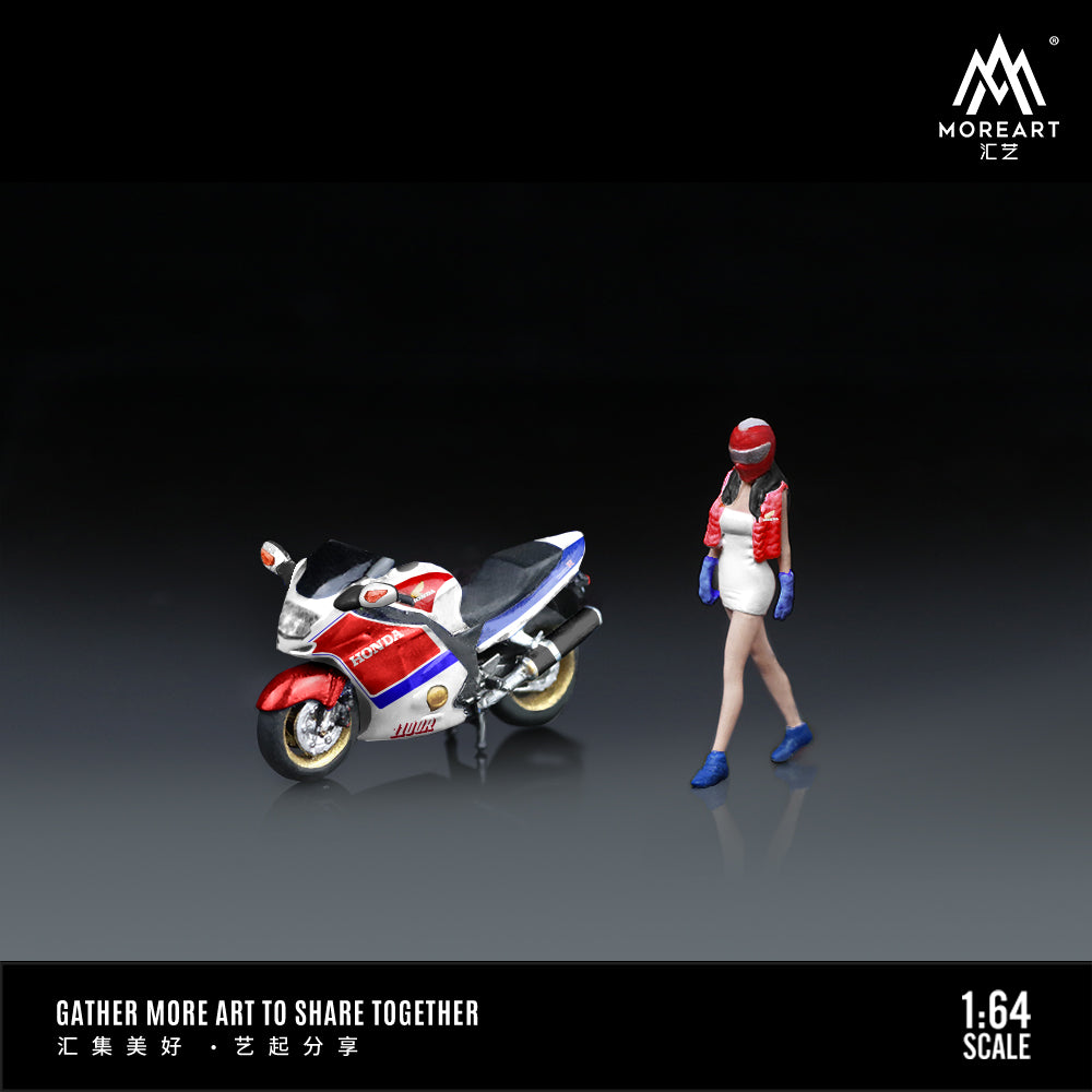 MoreArt 1:64 HONDA CBR 1100XX RED AND WHITE FLOWER MOTORCYCLE DOLL MO222088