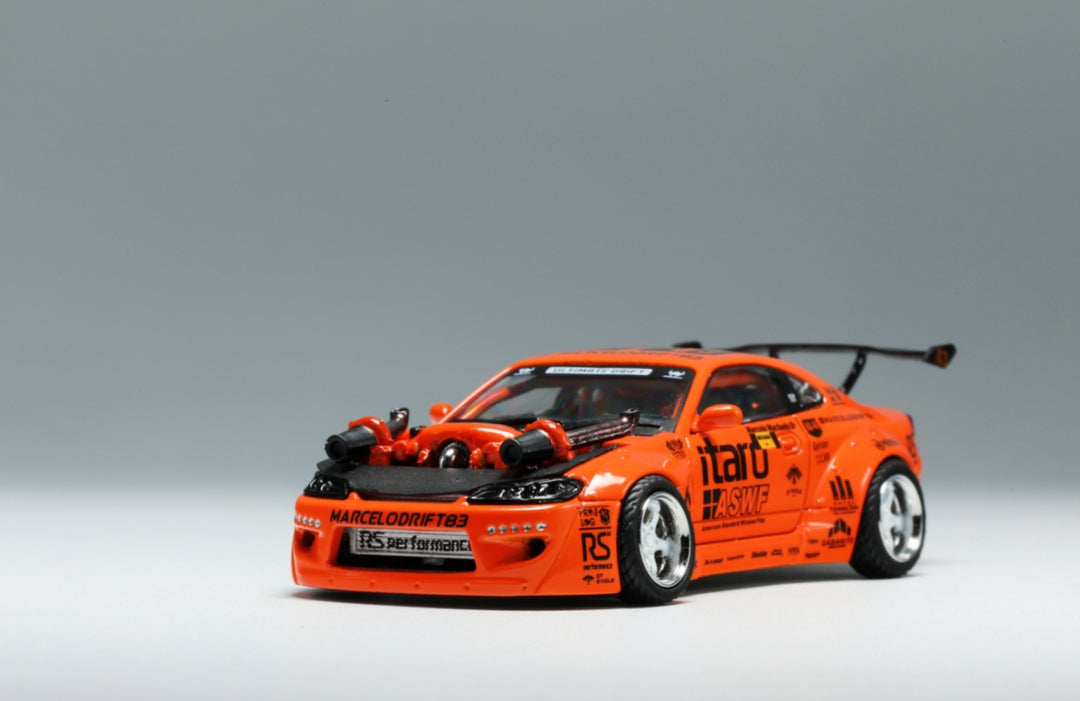 [Preorder] YS Model 1:64 modified Nissan S15 orange 4.0 V8 engine