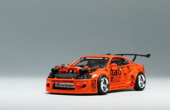 [Preorder] YS Model 1:64 modified Nissan S15 orange 4.0 V8 engine