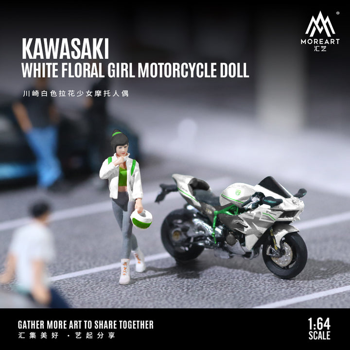 [Preorder] MoreArt 1:64 KAWASAKI WHITE FLORAL GIRL MOTORCYCLE DOLL