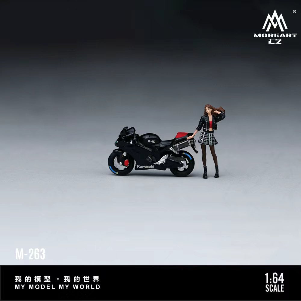 [Preorder] MoreArt 1:64 Kawasaki Night Fury Livery Motorcycle &amp; Lady Figure Set MO222263