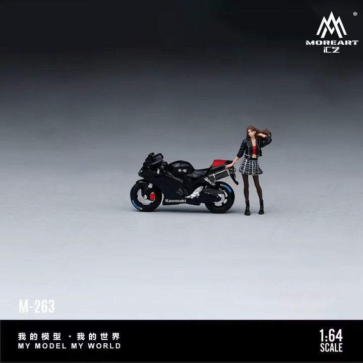 [Preorder] MoreArt 1:64 Kawasaki Night Fury Livery Motorcycle &amp; Lady Figure Set MO222263