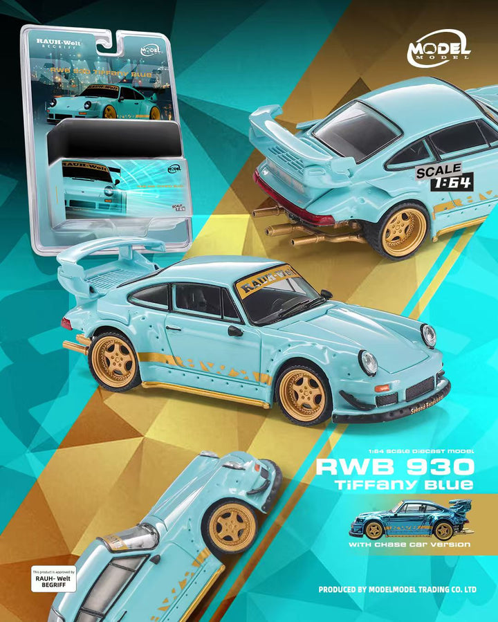 [Preorder] ModelModel 1:64 Porsche RWB 930 Tiffany Blue MM64-RWB930-006